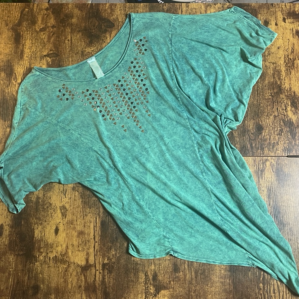 Vintage Asymmetrical Green Women's Top